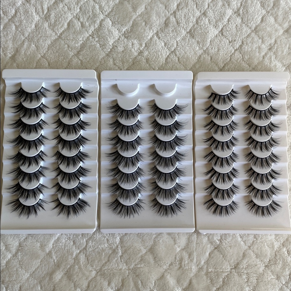 Voluminous Black False Eyelashes bundle Set 3 packs